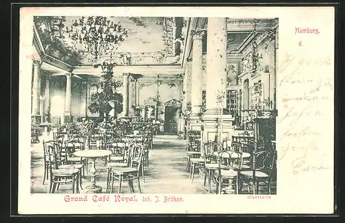 AK Hamburg-St. Pauli, Grand Café Royal, Innenansicht Westseite