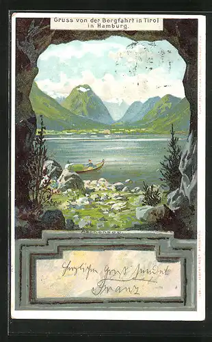 Lithographie Hamburg-St. Pauli, Gasthaus Bergfahrt inTirol, Achensee