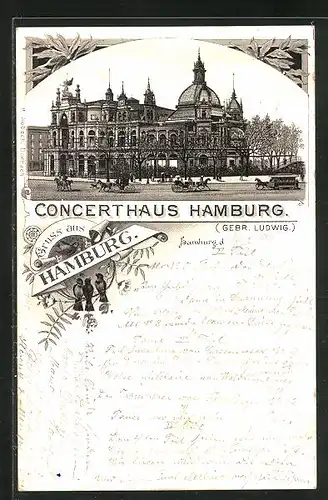 Lithographie Hamburg-St. Pauli, Concerthaus Hamburg der Gebr. Ludwig