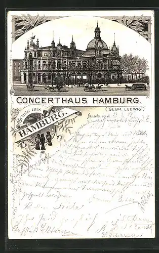 Lithographie Hamburg-St. Pauli, Concerthaus Hamburg der Gebr. Ludwig