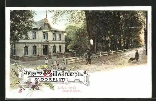 AK Hamburg-Billwärder, J. W. Haves Gasthaus, Briefträger