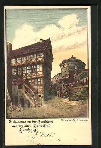 Lithographie Alt-Hamburg, Vormaliges Schützenhaus