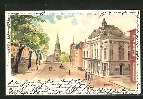 Künstler-Lithographie Hamburg-St.Georg, Deutsches Schauspielhaus