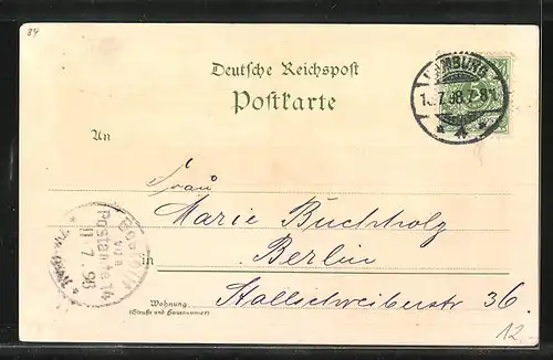 Lithographie Hamburg-St.Georg, Restaurant Alsterlust, Innenansicht der Halle, Alster mit Stadtansicht