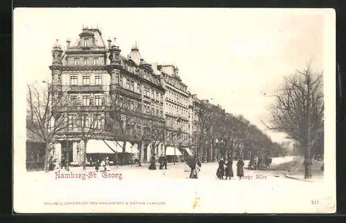 AK Hamburg-St.Georg, Gebäudezeile in der grossen Allee