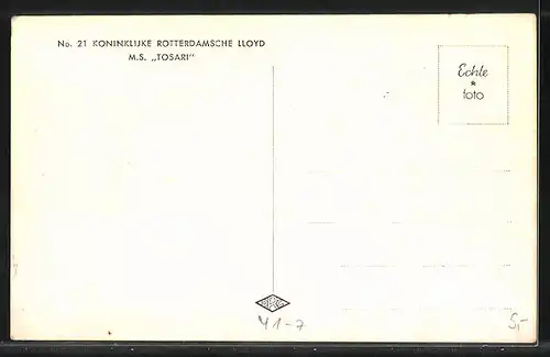 AK MS Tosari, Handelsschiff, Koninklijke Rotterdamsche Lloyd
