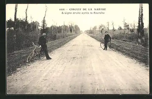 AK Circuit de La Sarthe 1906, Ligne droite après la Fourche, Autorennen