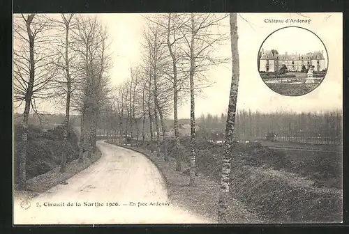 AK Circuit de la Sarthe 1906, En face Ardenay, Autorennen