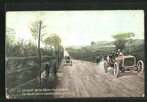 AK Circuit de la Seine-Inférieure, La Route entre Londinières & Fresnoy, Autorennen