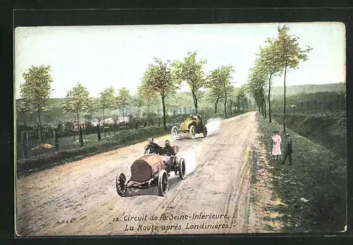 AK Circuit de la Seine-Inférieure, La Route après Londinières, Autorennen