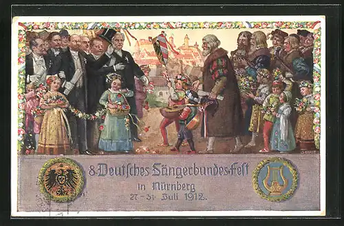 Künstler-AK Nürnberg, 8. Deutsches Sängerbundes-Fest 27.-31. Juli 1912