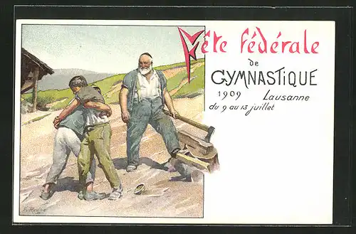 Künstler-AK Lausanne, Fête Fédérale de Gymnastique 1909