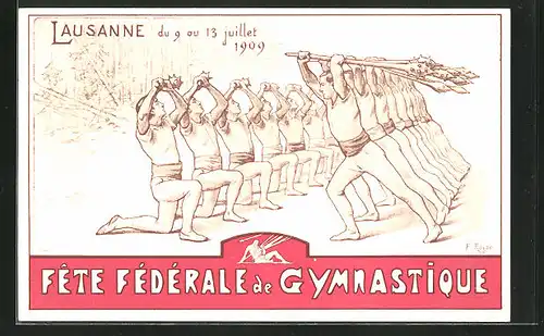 Künstler-AK Lausanne, Fête Fédérale de Gymnastique 1909