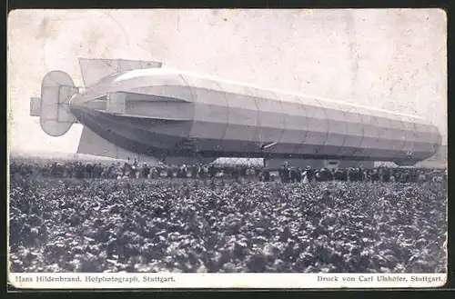 AK Echterdingen, Rückansicht nach der Landung 5. August 1908