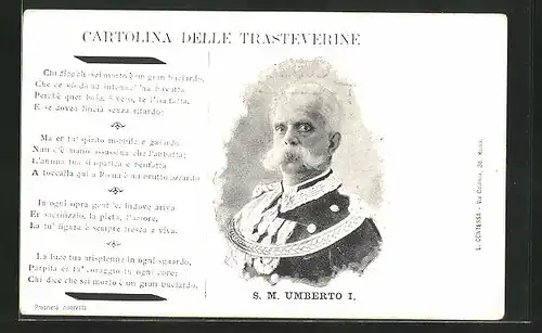 AK SM Umberto I. von Italien im Portrait