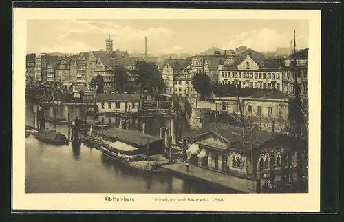 AK Hamburg-Neustadt, Vorsetzen und Baumwall 1868