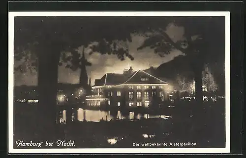 AK Hamburg-Neustadt, Restaurant Alsterpavillon bei Nacht