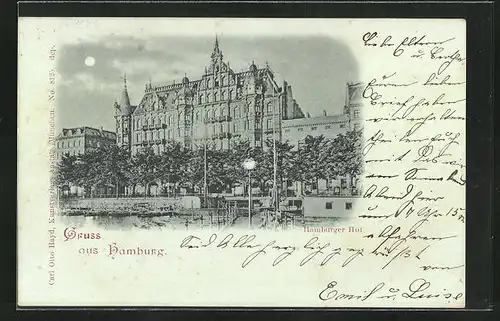 Mondschein-AK Hamburg-Neustadt, Hotel Hamburger Hof