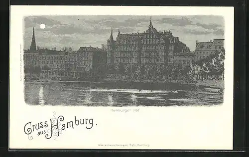 Mondschein-AK Hamburg-Neustadt, Hotel Hamburger Hof