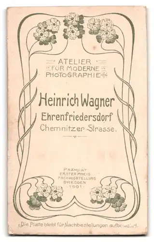 Fotografie Heinrich Wagner, Ehrenfriedersdorf, Chemnitzerstr., Dame im gepunkteten Kleid mit Sonnenhut