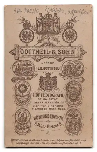 Fotografie Gottheil & Sohn, Königsberg, Münz-Str. 6, Portrait Älterer Herr mit Schnurrbart im Anzug
