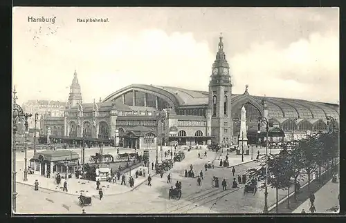 AK Hamburg-St.Georg, Hauptbahnhof mit Vorplatz