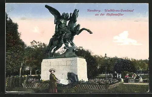 AK Hamburg-Uhlenhorst, Walküren-Denkmal an der Aussenalster