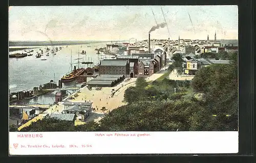 AK Hamburg-St. Pauli, Hafen vom Fährhaus aus gesehen