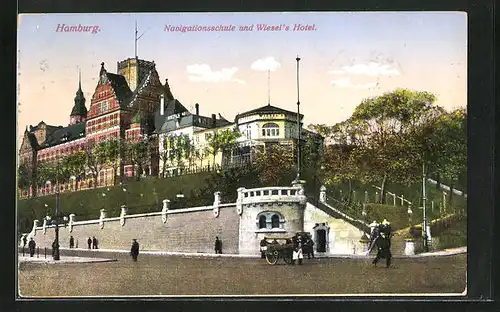 AK Hamburg-St. Pauli, Wiezel`s Hotel neben Navigationsschule