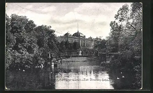AK Hamburg-St. Pauli, Botanischer Garten und Zoll-Directions-Gebäude