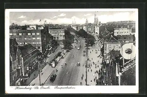 AK Hamburg-St. Pauli, Reeperbahn, Ansicht aus der Vogelschau