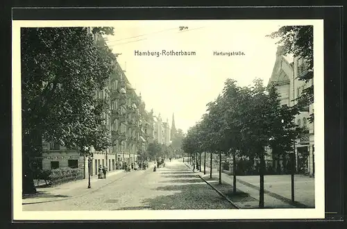 AK Hamburg-Rotherbaum, Hartungstrasse mit Friseurgeschäft