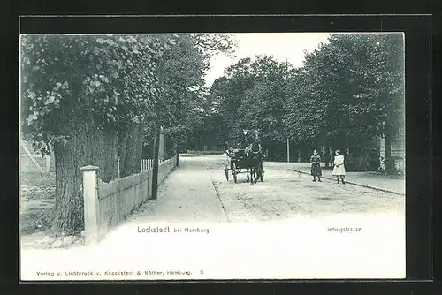 AK Hamburg-Lokstedt, Königstrasse mit Pferdewagen und Kindern