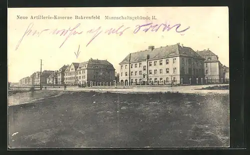 AK Hamburg-Bahrenfeld, Artillerie-Kaserne, Mannschaftsgebäude II.