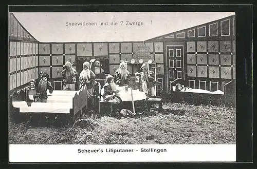 AK Hamburg-Stellingen, Sneewittchen und die 7 Zwerge, Scheuer`s Liliputaner