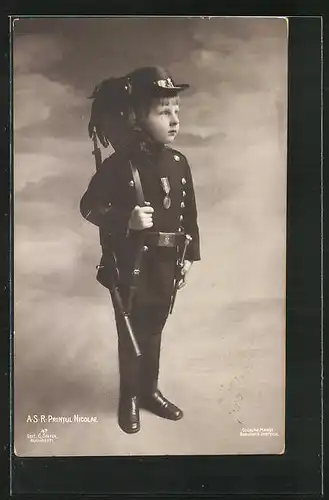 AK A. S. R. Prinz Nicolae von Rumänien in Uniform mit Gewehr