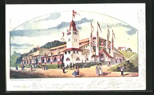 Künstler-AK St. Gallen, Eidgenössisches Schützenfest 1904, Festhalle
