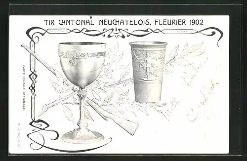AK Fleurier, Tir Cantonal Neuchatelois 1902, Pokal und Gewehr