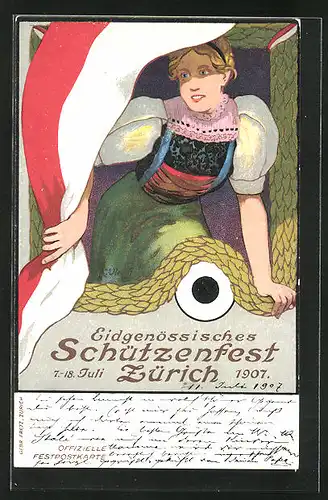 Künstler-AK Zürich, Eidgenössisches Schützenfest 7. - 18. Juli 1907