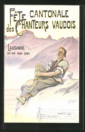 Künstler-AK Lausanne, Fete Cantonale des Chanteurs Vaudois 1921