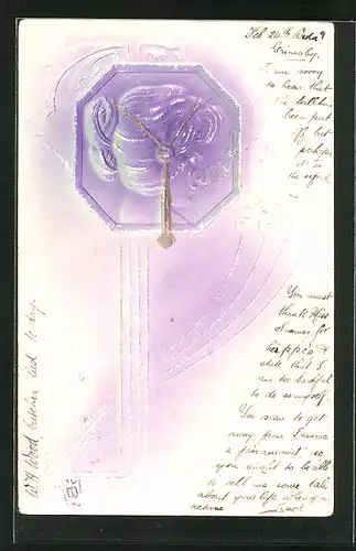Präge-AK Junge Dame mit Kopfschmuck, Jugendstil