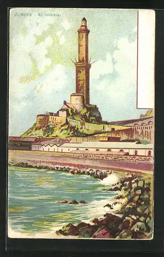 Künstler-AK Genova, La Lanterna, Leuchtturm