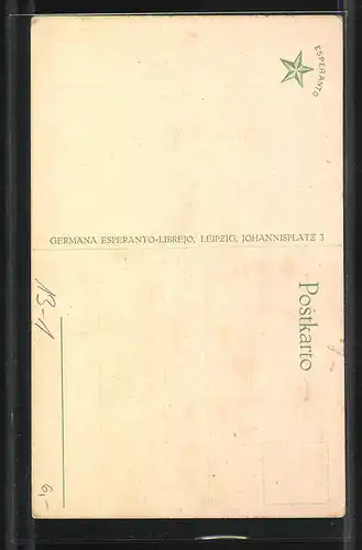 AK La verda Stelo, Partitur und Text auf Esperanto