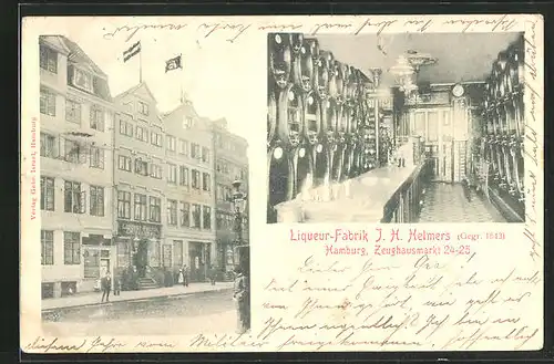 AK Hamburg-Neustadt, Liqueur-Fabrik J. H. Helmers, Zeughausmarkt 24-25