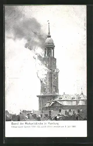 AK Hamburg-Neustadt, Brand der Michaeliskirche