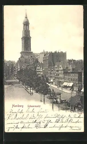 AK Hamburg-Neustadt, Schaarmarkt mit Michaeliskirche