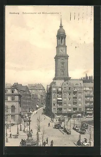 AK Hamburg-Neustadt, Schaarmarkt mit St. Michaeliskirche