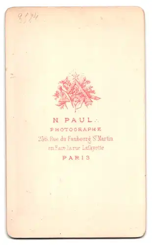 Fotografie N. Paul, Paris, 236 Rue du Faubourg St. Martin, Portrait Herr mit Schnauzbart im Frack