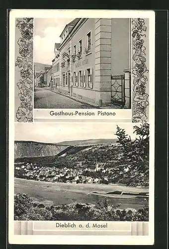 AK Dieblich /Mosel, Gasthaus-Pension Pistono, Panorama