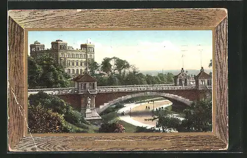 AK Hamburg-St. Pauli, Kersten Miles-Brücke v. Bismarck-Denkmal